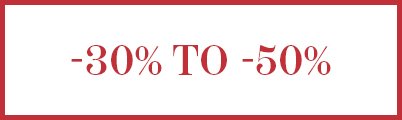 Discount of 30% to 50% displayed in red text within a red border.
