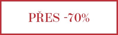Nápis PŘES -70% v červeném rámečku