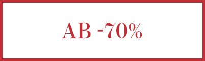 Der Text AB-70% in dunkelroter Schrift auf weißem Hintergrund, umrandet von einem dunkelroten Rahmen.