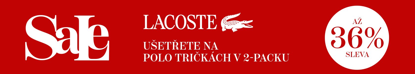 Lacoste výprodej až 36% sleva na polo trička v 2-packu