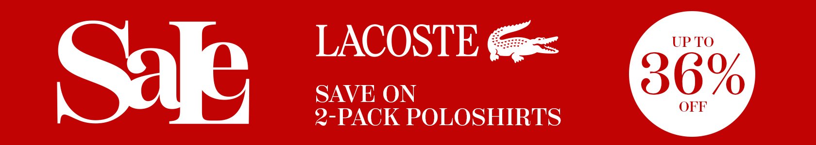 Sale. Lacoste save on 2-pack Poloshirts, up to 36% off.