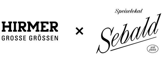 Logo von Hirmers Grosse Grössen und das Speiselokal Sebald, gegründet seit 1989.