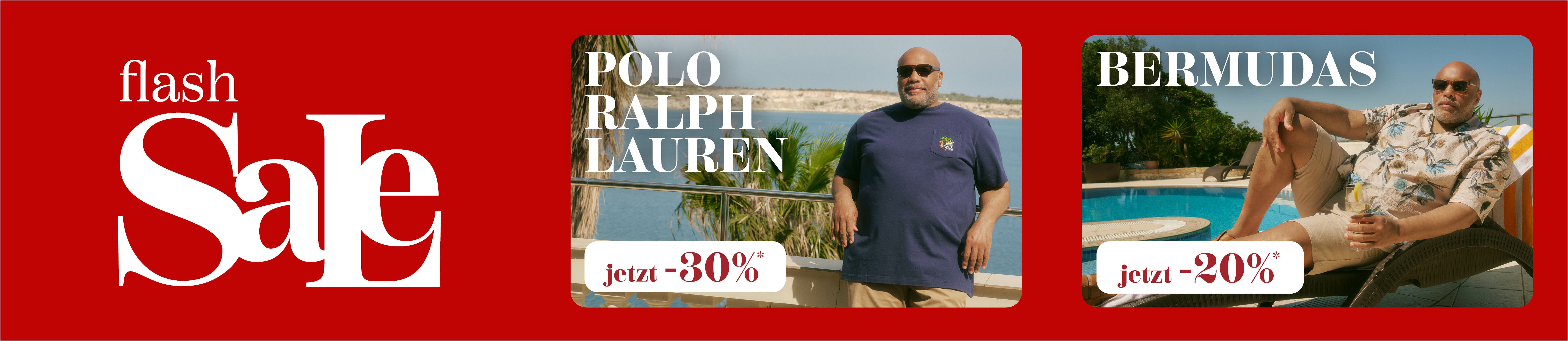 flash Sale mit Polo Ralph Lauren und Bermudas-Angeboten: jetzt -30% und -20%.