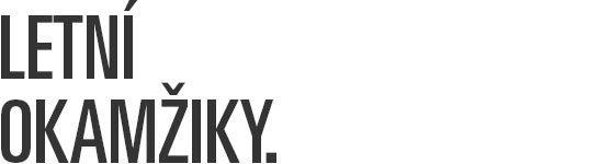 Část nápisu v černém písmu na bílém pozadí, zní "LETNÍ OKAMŽIKY"