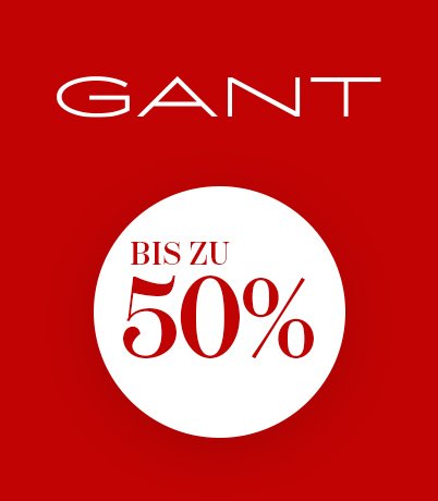 GANT Logo und ein Kreis mit dem Text Bis zu 50% Rabatt
