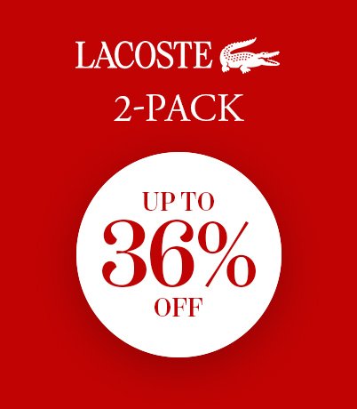 Lacoste 2-Pack sale with up to 36% off, featuring the iconic crocodile logo