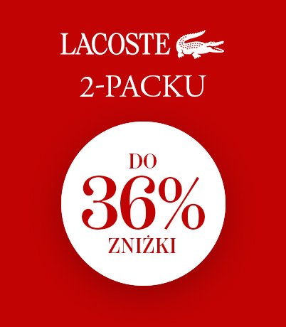 Lacoste 2-pack do 36% zniżki z białym krokodylem na czerwonym tle