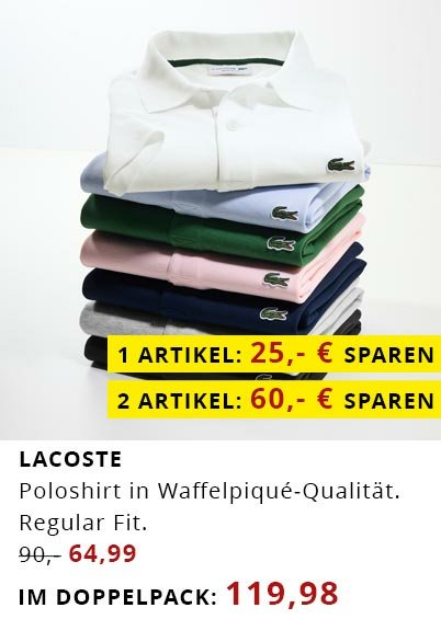 Lacoste Poloshirt Waffel-Pique  im Doppelpack