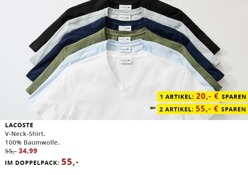 Lacoste V-Neck-Shirts im Doppelpack