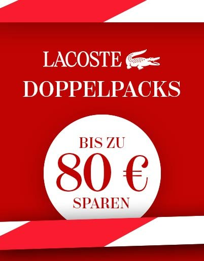 LACOSTE DOPPELPACKS BIS ZU 80€ SPAREN im roten Design mit weißem Krokodil Logo