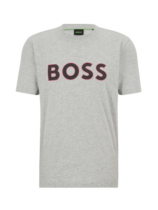 Levně Boss Green, Tričko s nápisem loga SvětleŠedá