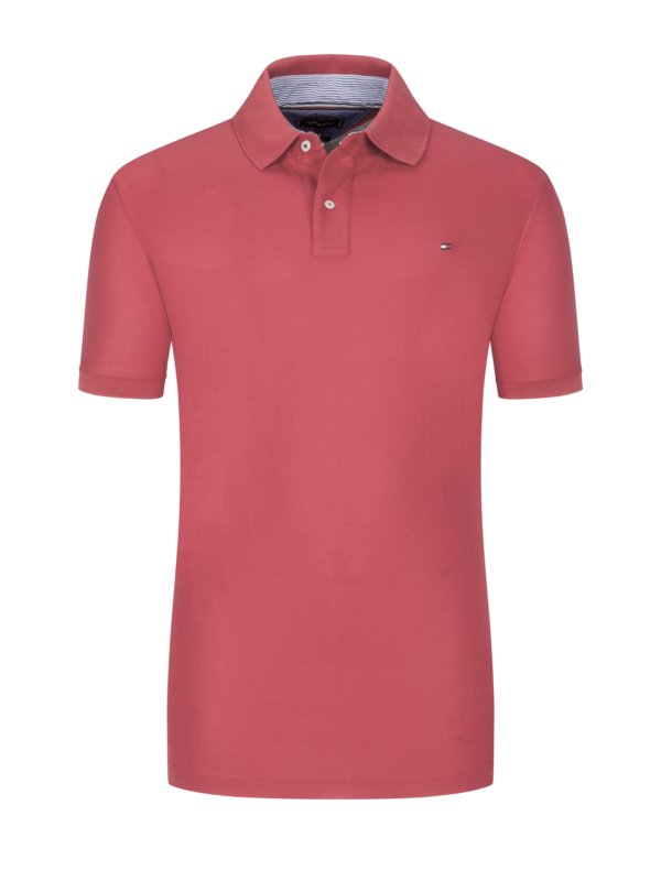 Levně Tommy Hilfiger, Jednobarevné polo tričko z piké materiálu Růžově Červená