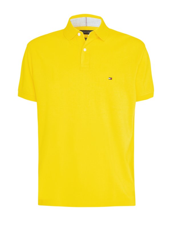 Levně Tommy Hilfiger, Jednobarevné polo tričko z piké materiálu Žlutý