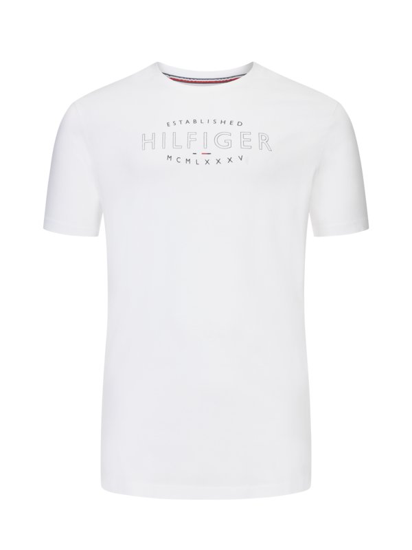 Levně Tommy Hilfiger, Tričko z bavlny s potiskem loga Bílá