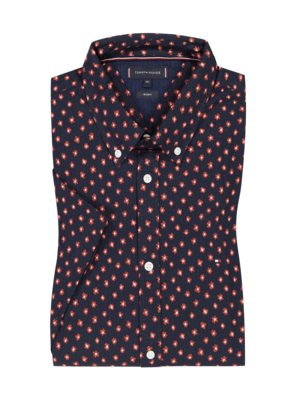 Short-sleeved shirt in seersucker fabric with floral print