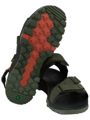 Sandals with robust canvas strap and treaded sole