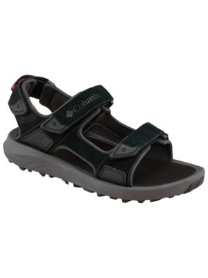 Sandals in leather/textile mix