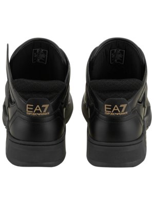 High-top sneakers with leather details and label appliqué