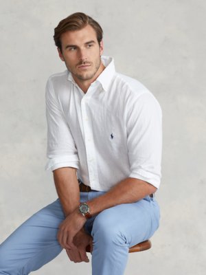 Linen shirt with button-down collar 