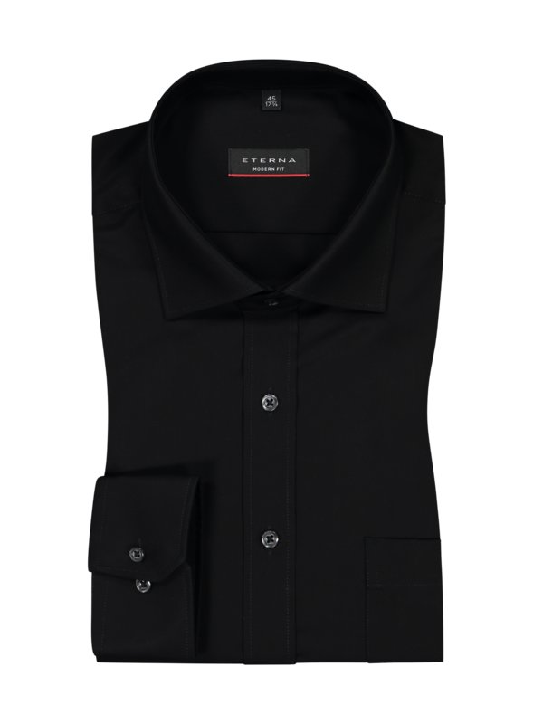 Levně Eterna, Bavlněná košile s náprsní kapsou, modern fit Černá