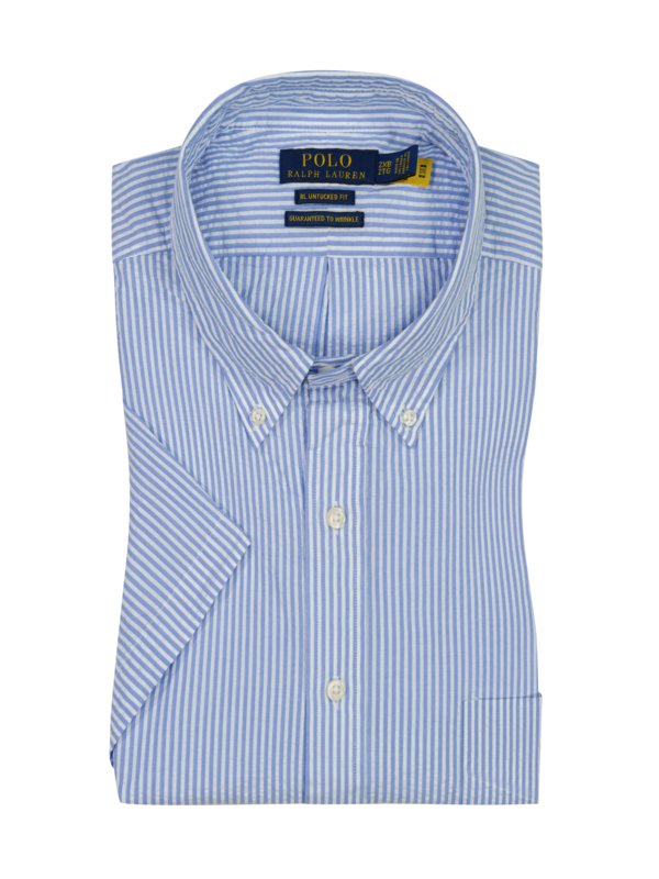 Levně Polo Ralph Lauren, Košile s krátkým rukávem v kvalitě seersucker SvětleModrá