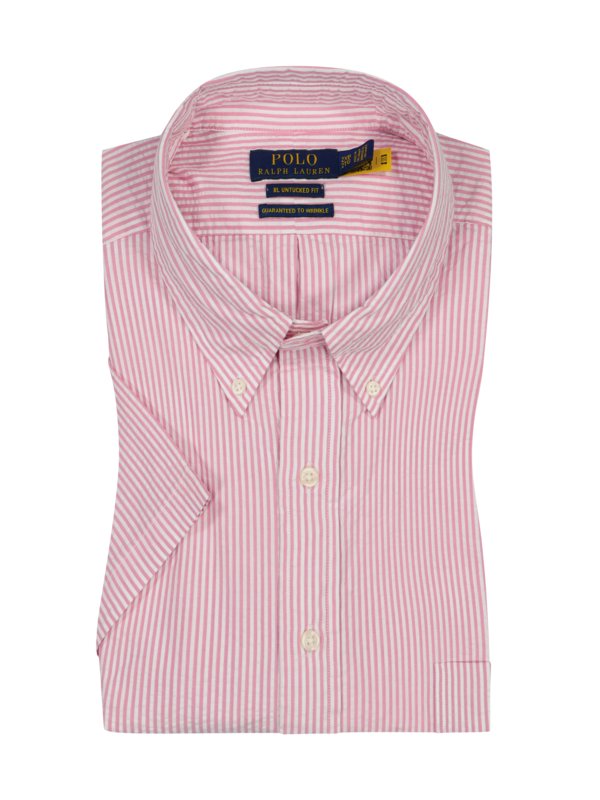 Levně Polo Ralph Lauren, Košile s krátkým rukávem v kvalitě seersucker Růžově Červená