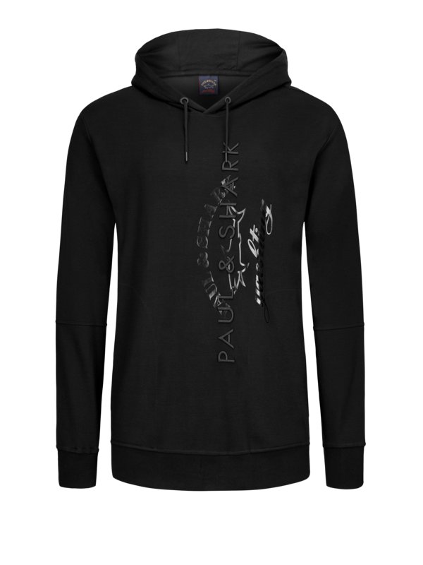 Übergröße : Paul & Shark, Hoodie mit Logo-Print und Stickerei in Schwarz