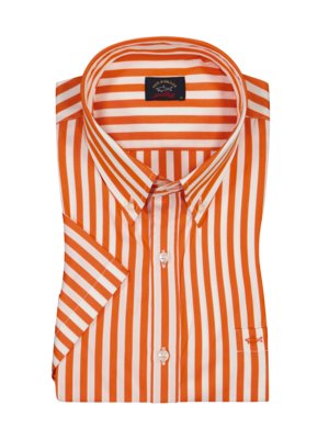Short-sleeved cotton shirt with striped pattern
