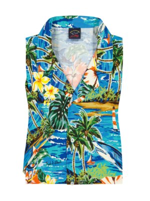 Košile s krátkým rukávem a rozhalenkou, potisk v havajském stylu 