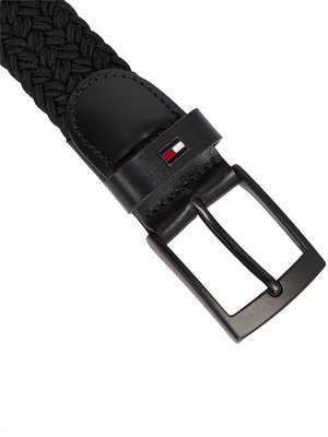 Braided belt with logo emblem 