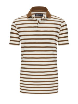Polo shirt with V-neck in striped pattern