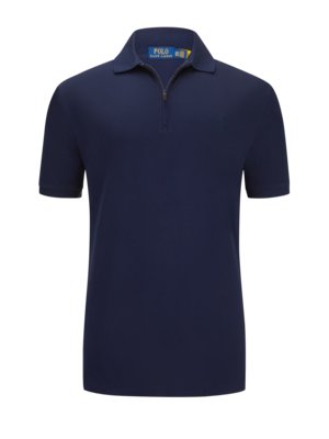 Polo shirt with tonal embroidered logo and zip fastener 