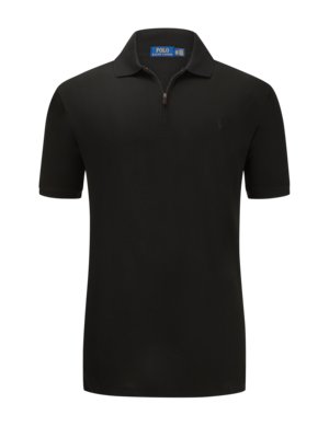 Polo shirt with tonal embroidered logo and zip fastener 