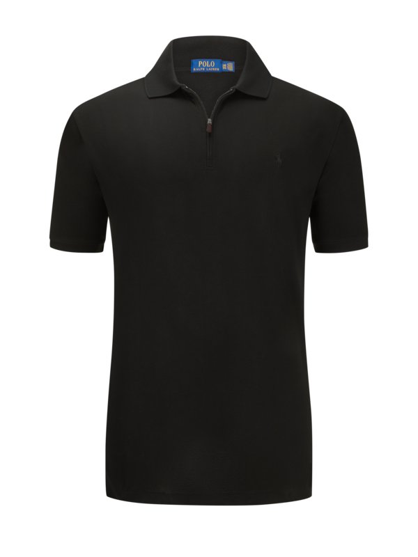 Levně Polo Ralph Lauren, Polo tričko s barevně sladěným vyšitým logem a se zipem Černá