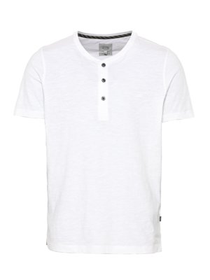 T-shirt with serafino collar in organic cotton