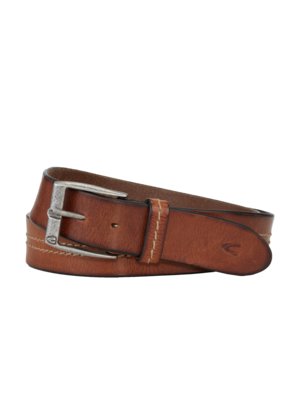 Belt made of embroidered grained leather