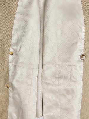 Double-breasted linen vest, with filigree pattern 