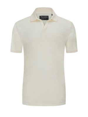 Polo shirt in cotton and linen with V-neckline 