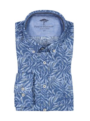 Linen shirt with an all-over print, extra long 