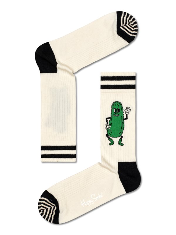 Levně Happy Socks, Ponožky s motivem kyselých okurek Bílá
