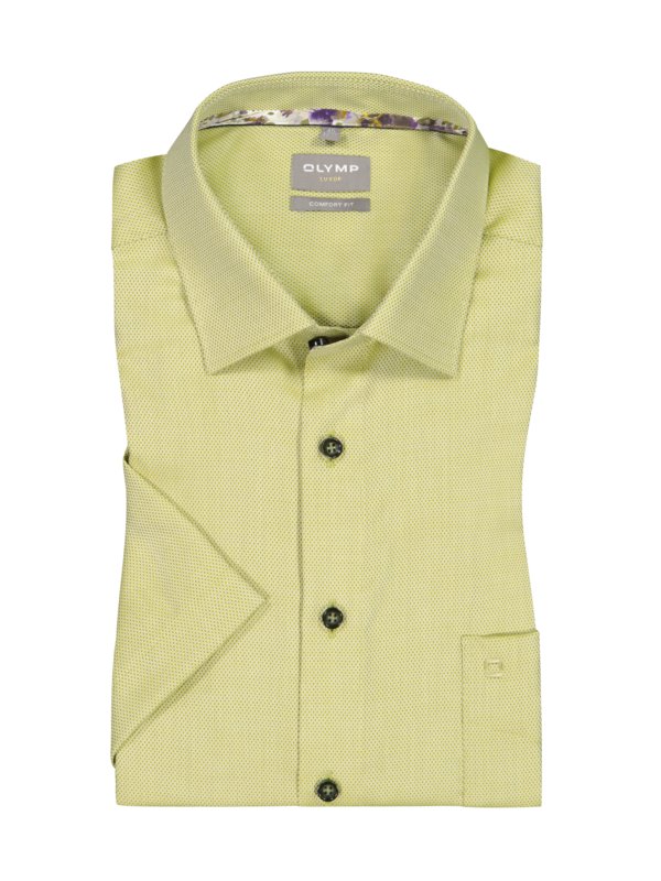 Levně Olymp, Bavlněná košile Luxor s krátkým rukávem, comfort fit Žlutý