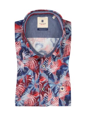 Short-sleeved shirt with all-over floral print