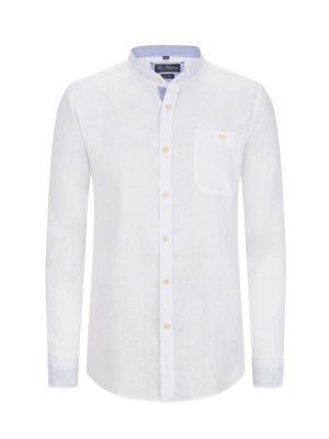 Linen-shirt-with-standing-collar-and-breast-pocket