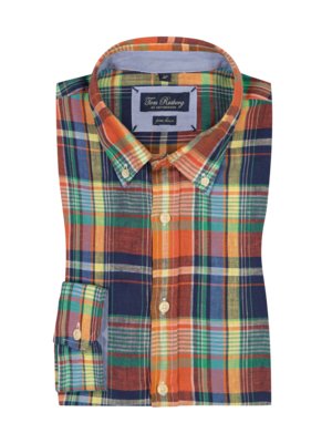 Linen shirt with check pattern