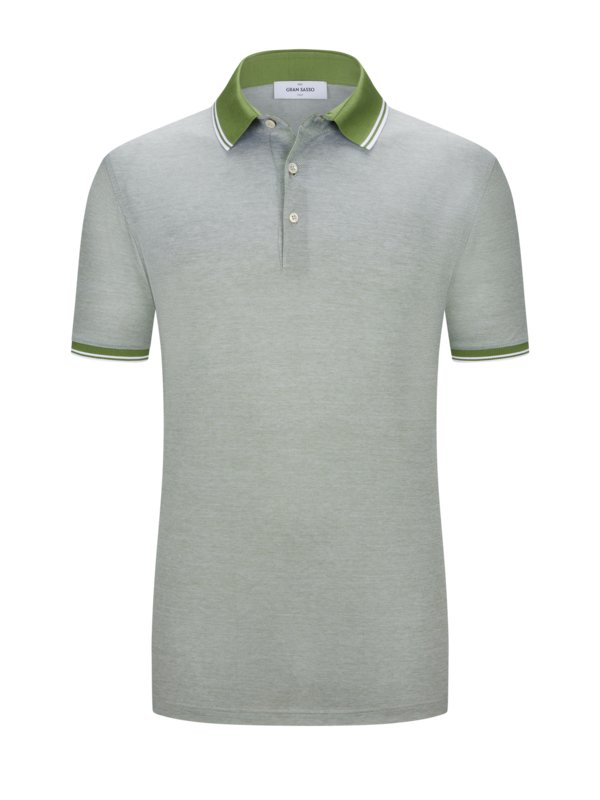 Levně Gran Sasso, Polo tričko s kontrastními proužky na límci Zelená