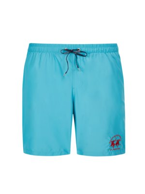 Swimming trunks with embroidered logo