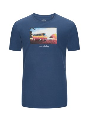 T-Shirt-aus-Baumwolle-mit-Frontprint,-extralang