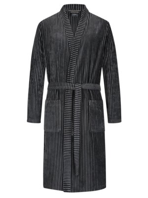 Bath robe made of cotton, with stripe pattern
