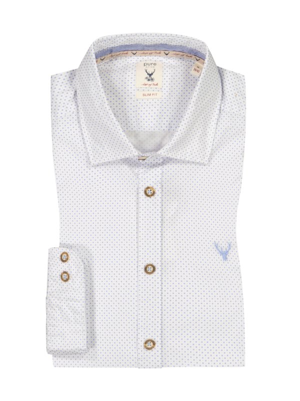 Levně Pure, Krojová košile z bavlny s drobným vzorem Modrá