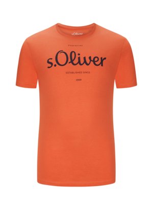 T-Shirt-aus-Baumwolle-mit-Label-Print,-extralang